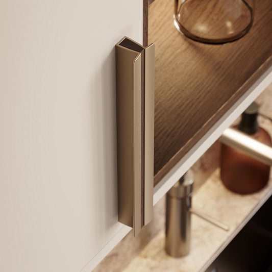 Furnipart Papillon Dark Brown Oak & Matt Brass Wood Handle 32mm 160mm 320mm