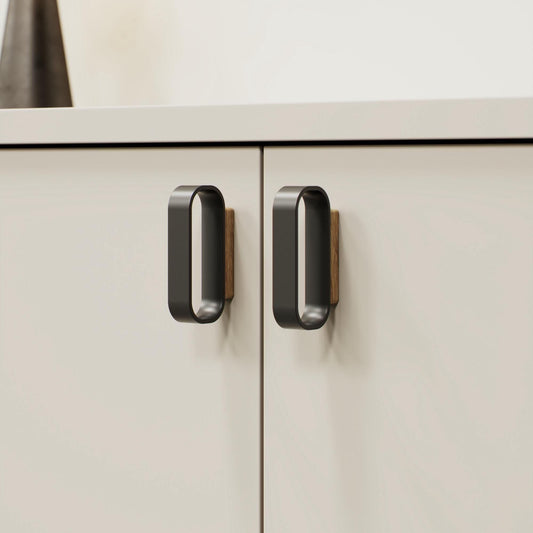 Furnipart Race Clear Lacquered Oak & Matt Black Wood Handle 32mm 96mm