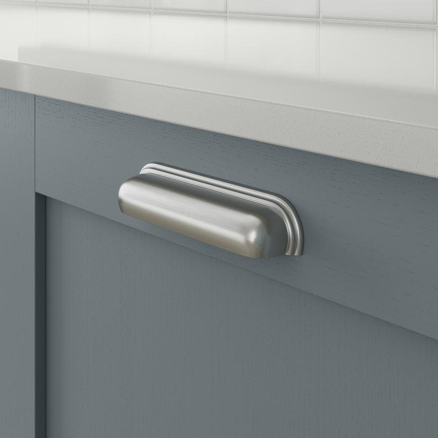 Howdens Contessa Cup Handle & Knob Brushed Nickel Traditional Classic