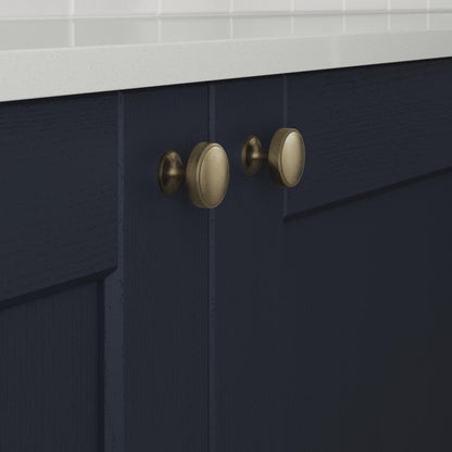 Howdens Contessa Cup Handle & Knob Aged Brass Traditional Classic