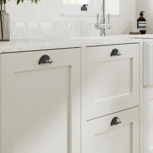 Howdens Courtier Antique Pewter Effect Chunky Cup Handle & Knob 94mm