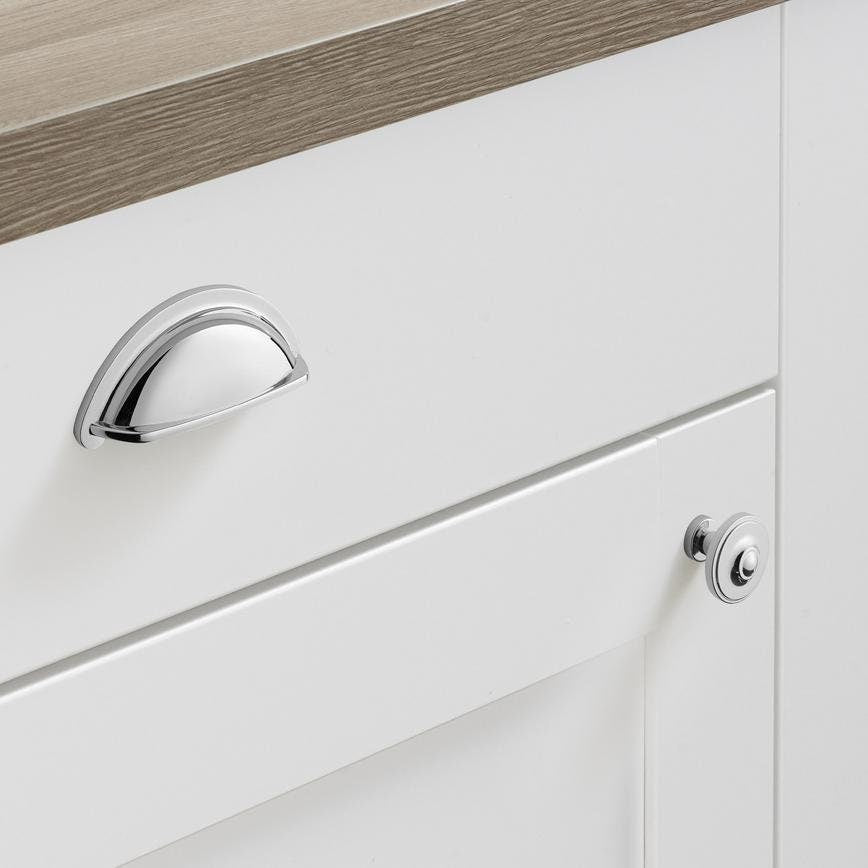 Howdens Courtier Polished Chrome Effect Chunky Cup Handle & Knob 94mm