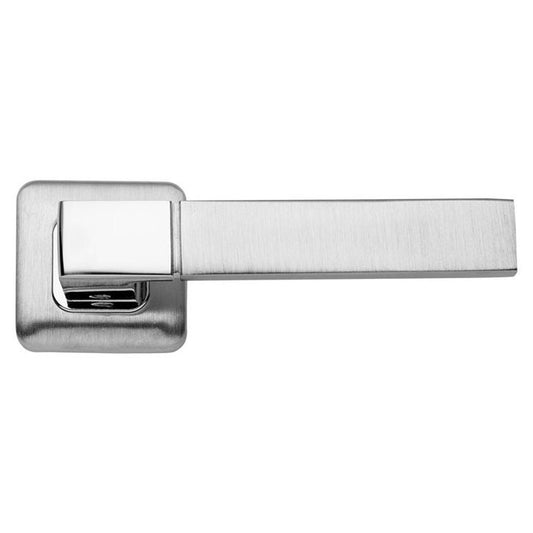 Howdens Alento Dual-Tone Chrome Lever on Rose Door Handle Pair