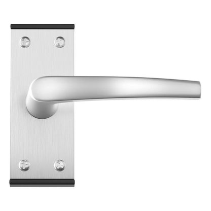 Howdens Eclipse Black End Cap Satin Aluminium Fire Rated Lever on Backplate Latch Door Handle Pair