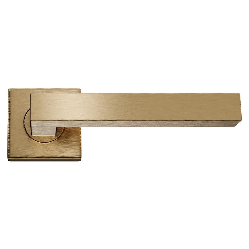 Howdens Burford Antique Brass Lever on Rose Door Handle Pair