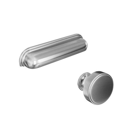 Howdens Contessa Cup Handle & Knob Brushed Nickel Traditional Classic