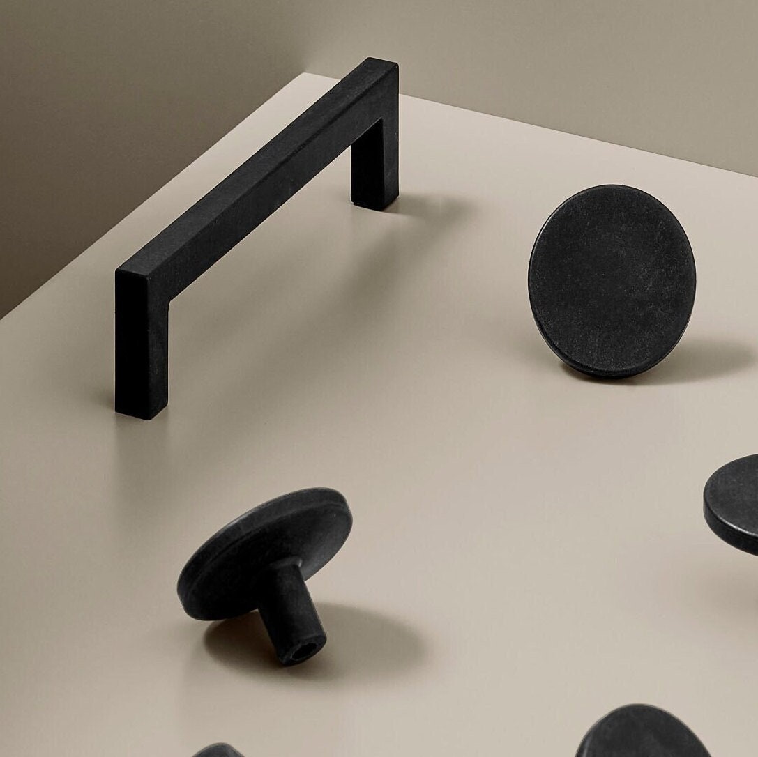 Furnipart Recycled Handle & Knob Plato / Square 10 Black Sea Plastic Eco Friendly