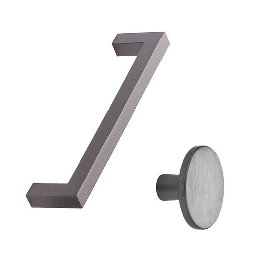 Furnipart Square 10 Handle & Knob Plato Brushed Anthracite Aluminium 128mm