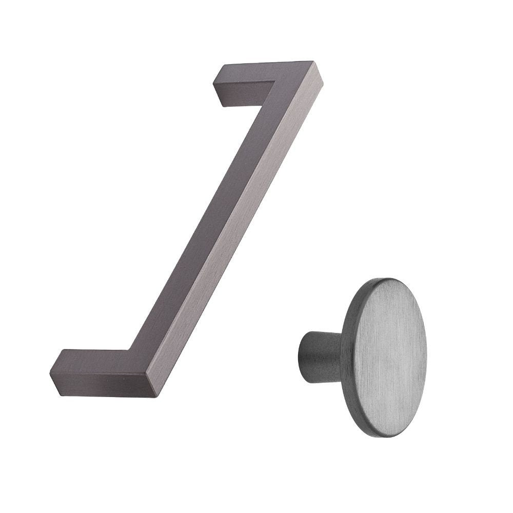 Furnipart Square 10 Handle & Knob Plato Brushed Anthracite Aluminium 128mm