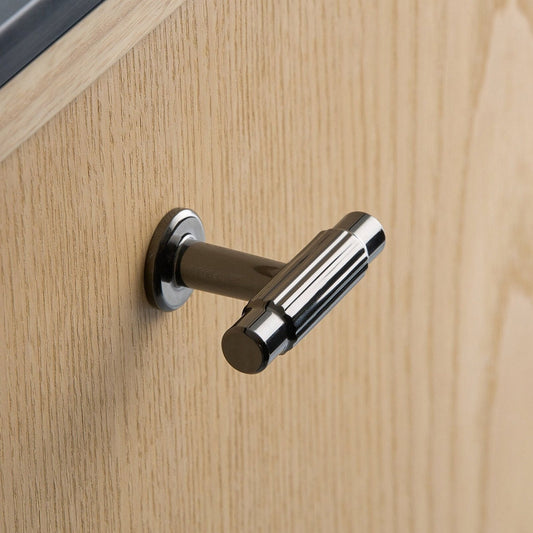 Furnipart Villa Fluted Handle & Knob 128mm 192mm Round Knob T-Knob Black Nickel