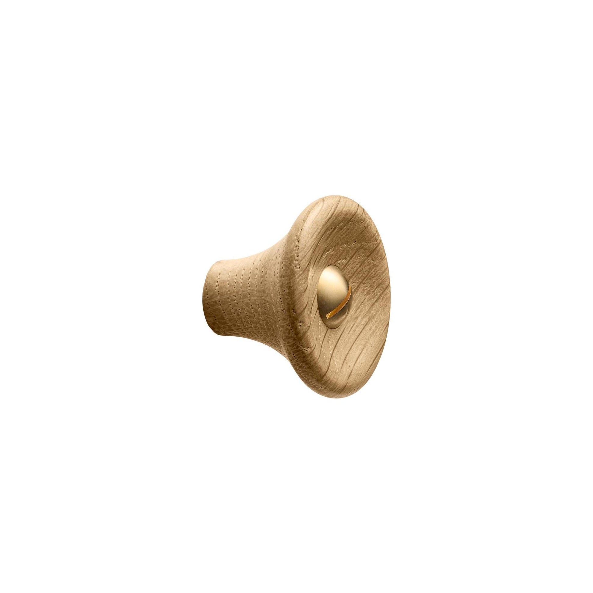 Vonsild Recta Oak Clear Lacquered Wooden & Polished Brass Knob 38mm