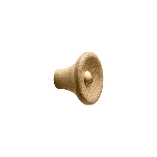 Vonsild Recta Oak Clear Lacquered Wooden & Polished Brass Knob 38mm