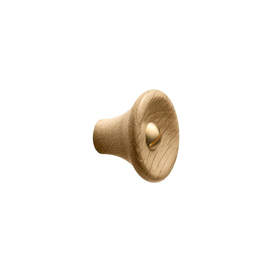 Vonsild Recta Oak Clear Lacquered Wooden & Polished Brass Knob 38mm