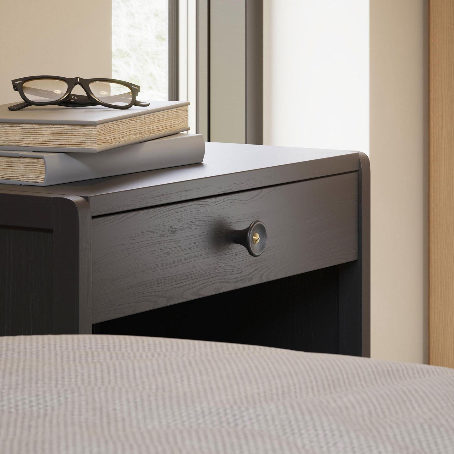 Vonsild Recta Walnut Clear Lacquered Wooden & Polished Brass Knob 38mm