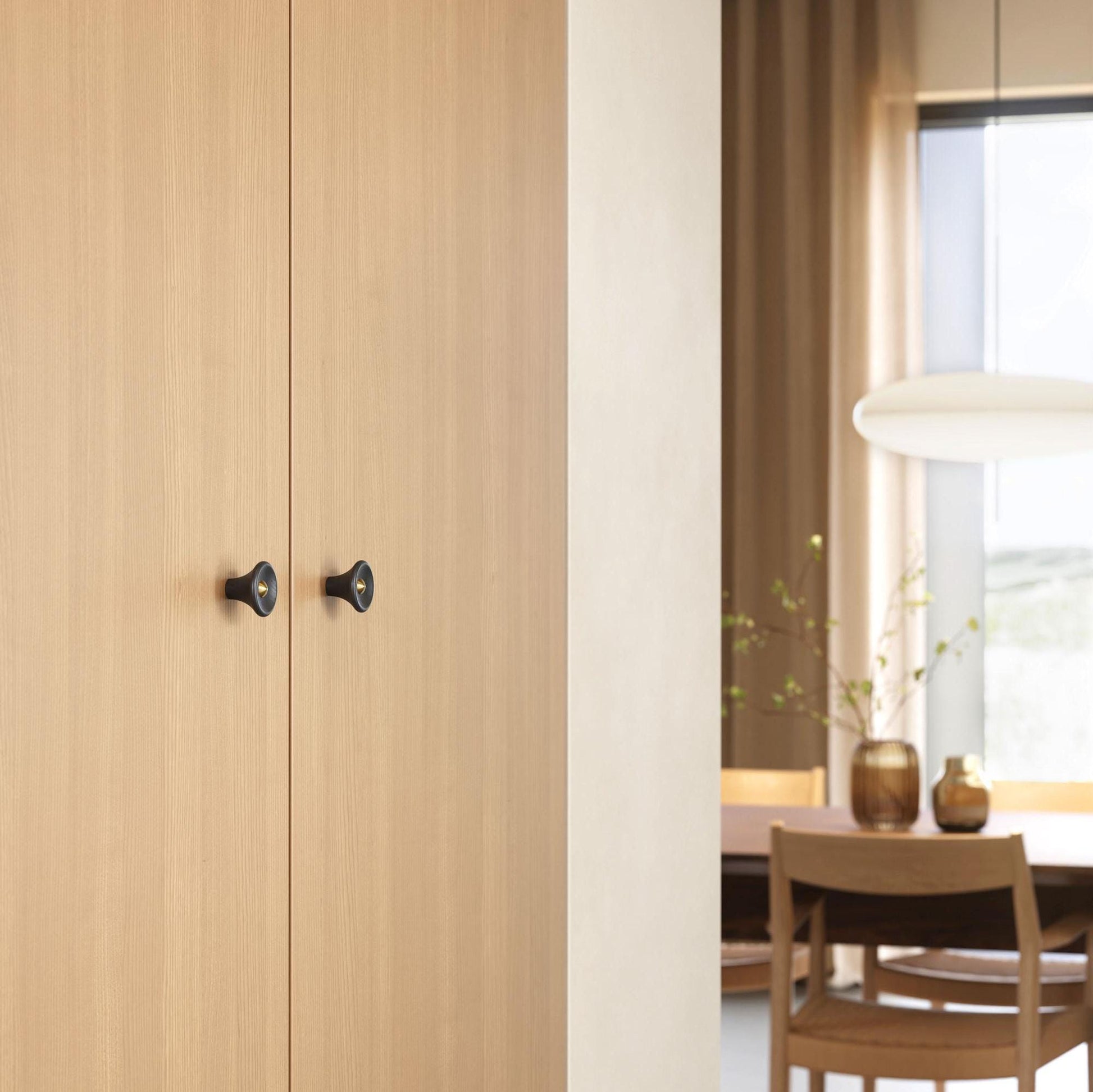 Vonsild Recta Walnut Clear Lacquered Wooden & Polished Brass Knob 38mm