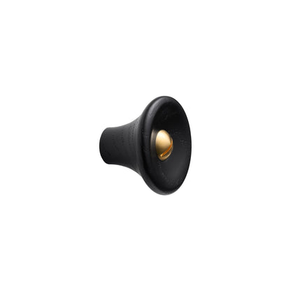 Vonsild Recta Ash Stained Black Wooden & Polished Brass Knob 38mm