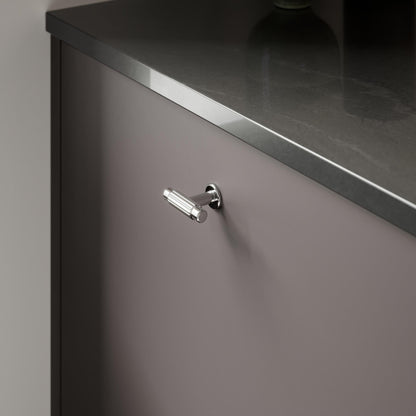 Howdens Fluted Handle & Knob 177.5mm 690mm Round Knob T- Knob Polished Nickel Effect Classic