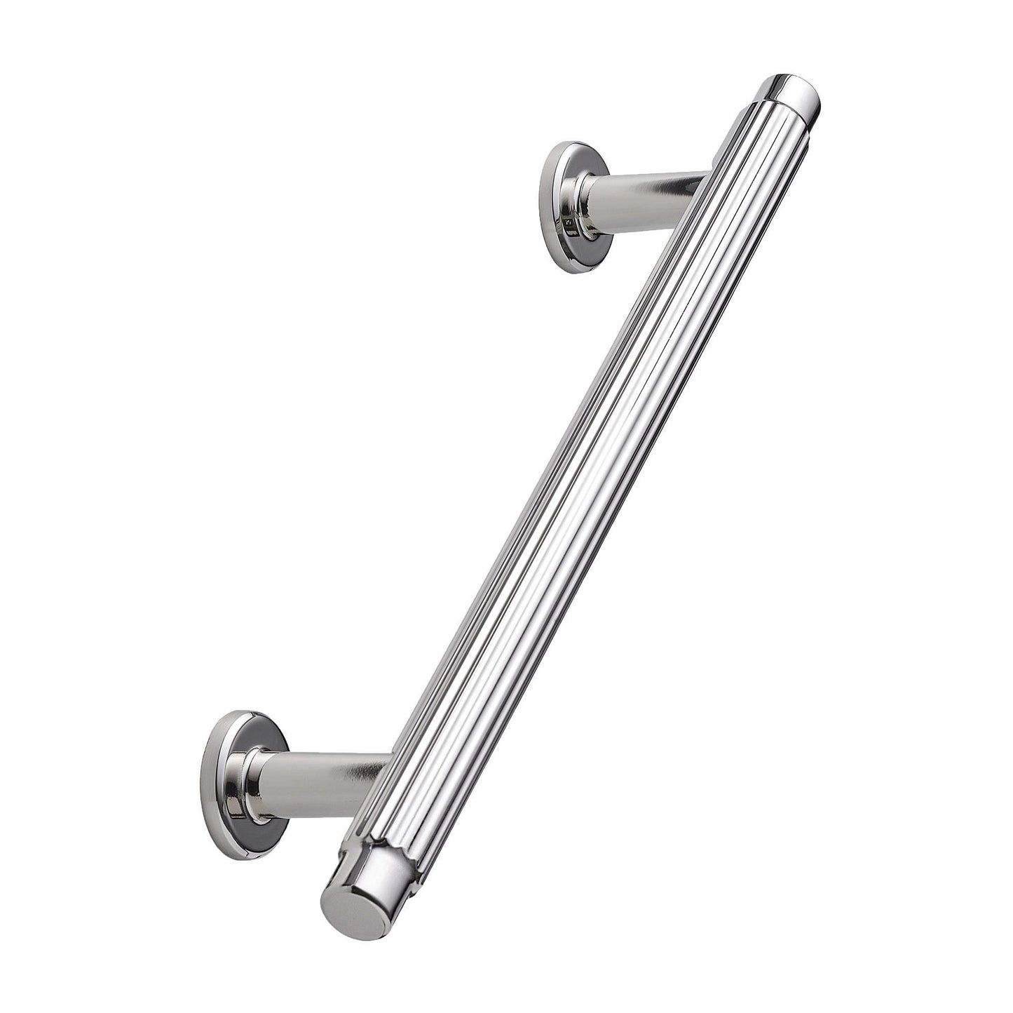 Howdens Fluted Handle & Knob 177.5mm 690mm Round Knob T- Knob Polished Nickel Effect Classic