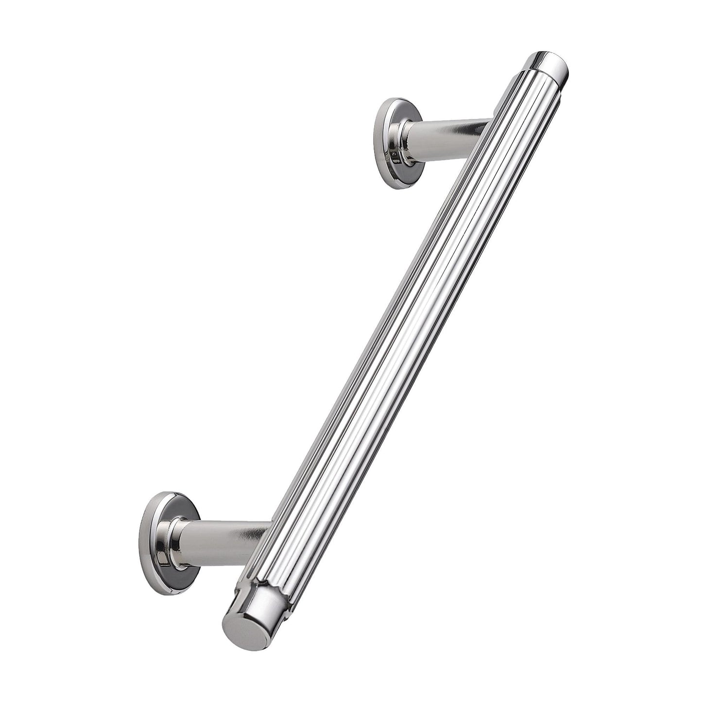 Howdens Fluted Handle & Knob 177.5mm 690mm Round Knob T- Knob Polished Nickel Effect Classic