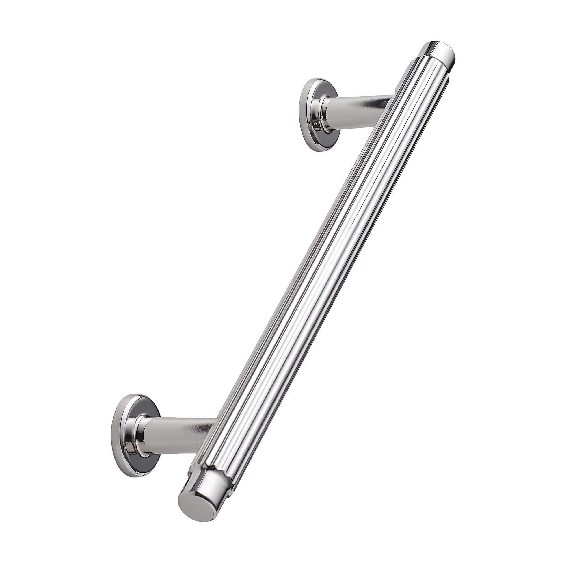 Howdens Fluted Handle & Knob 177.5mm 690mm Round Knob T- Knob Polished Nickel Effect Classic