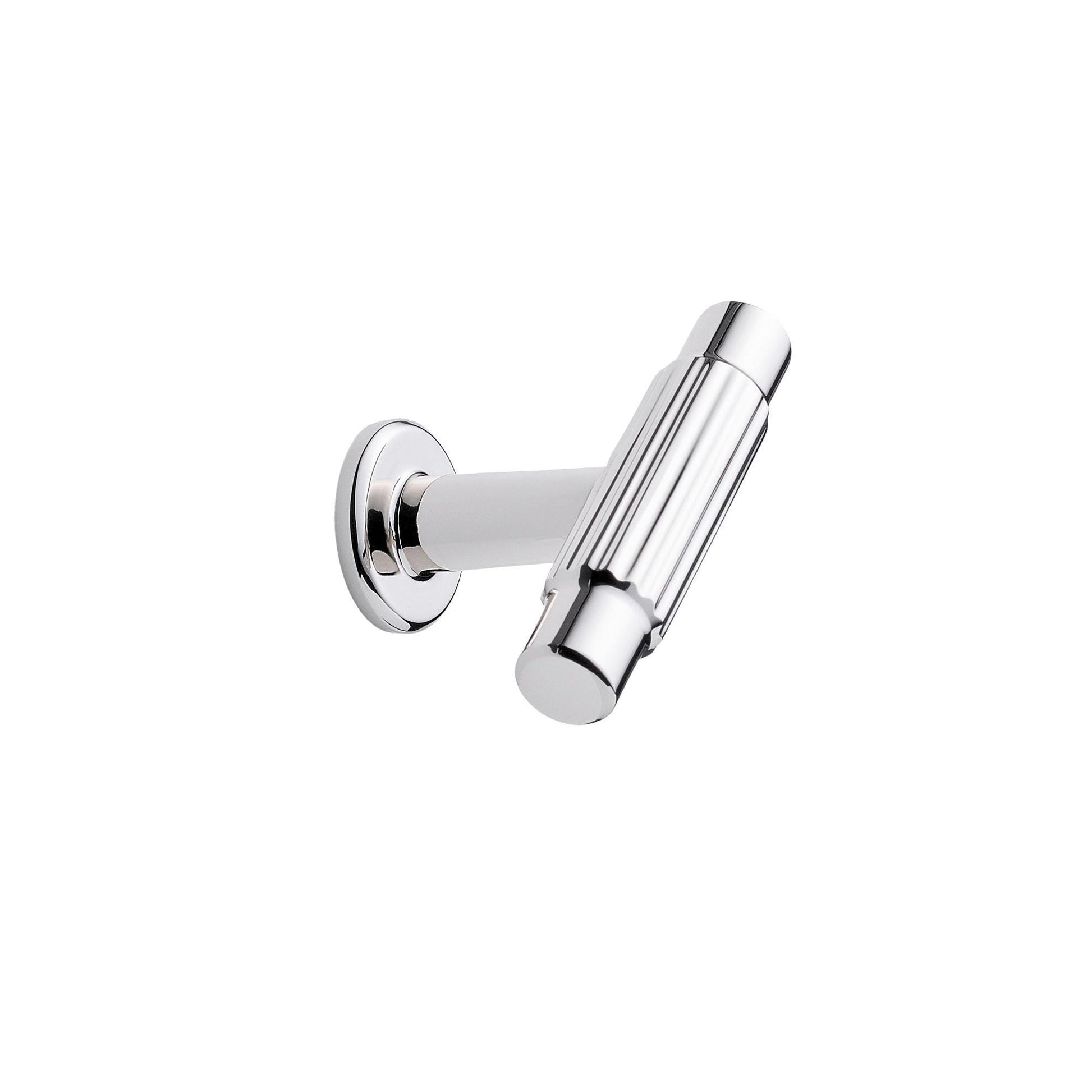Howdens Fluted Handle & Knob 177.5mm 690mm Round Knob T- Knob Polished Nickel Effect Classic