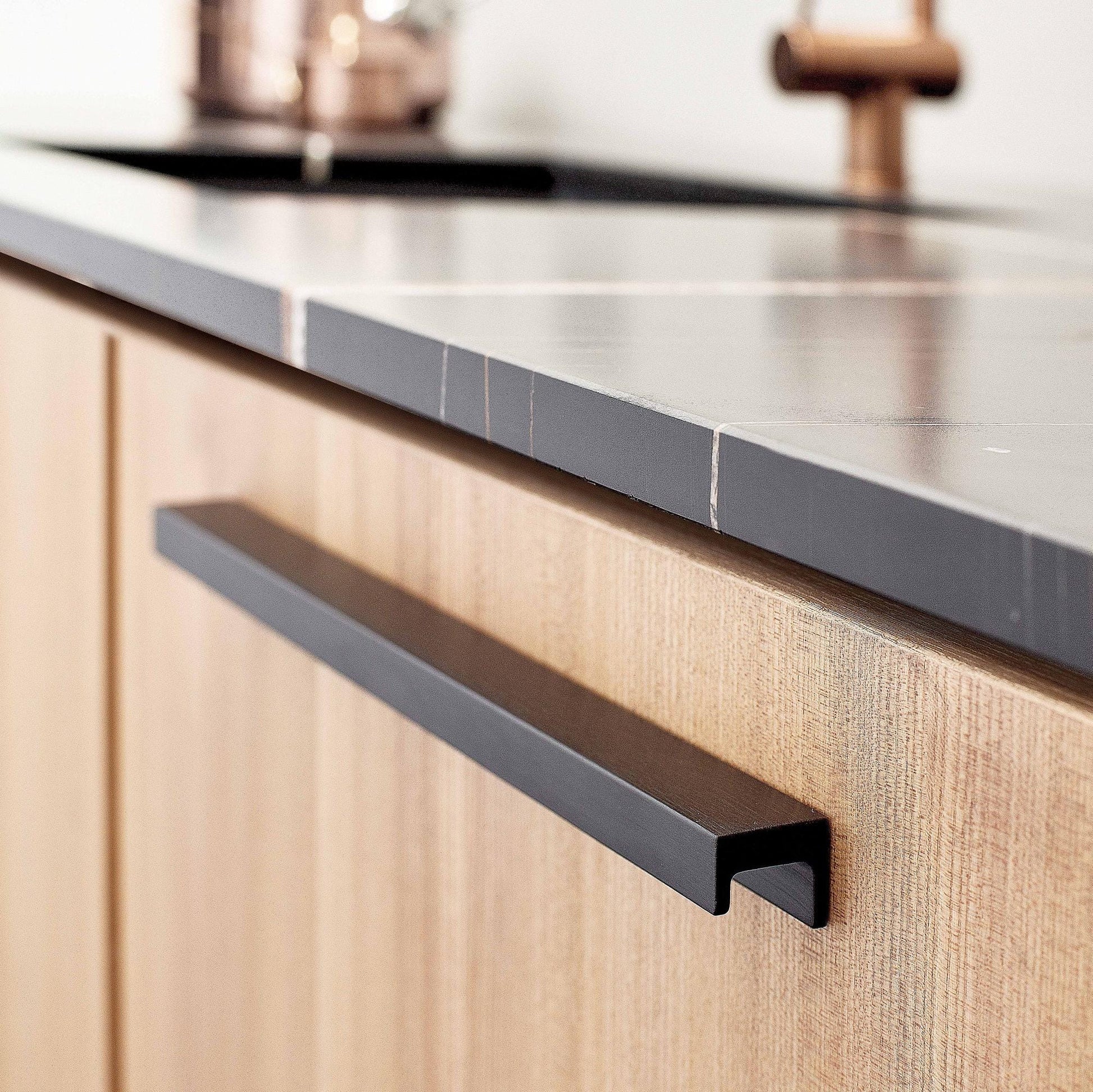 Howdens Ingot Brushed Black Mounted Trim Bar Cupboard Handle