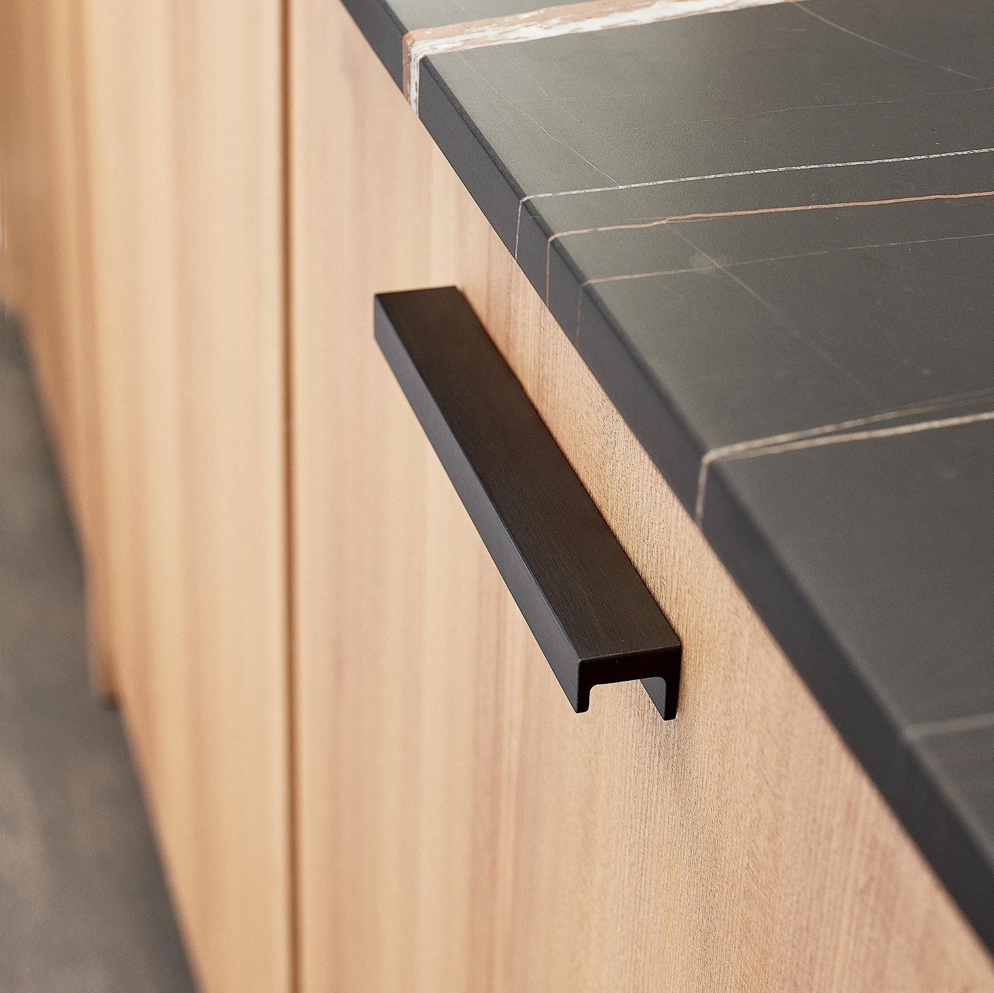 Howdens Ingot Brushed Black Mounted Trim Bar Cupboard Handle