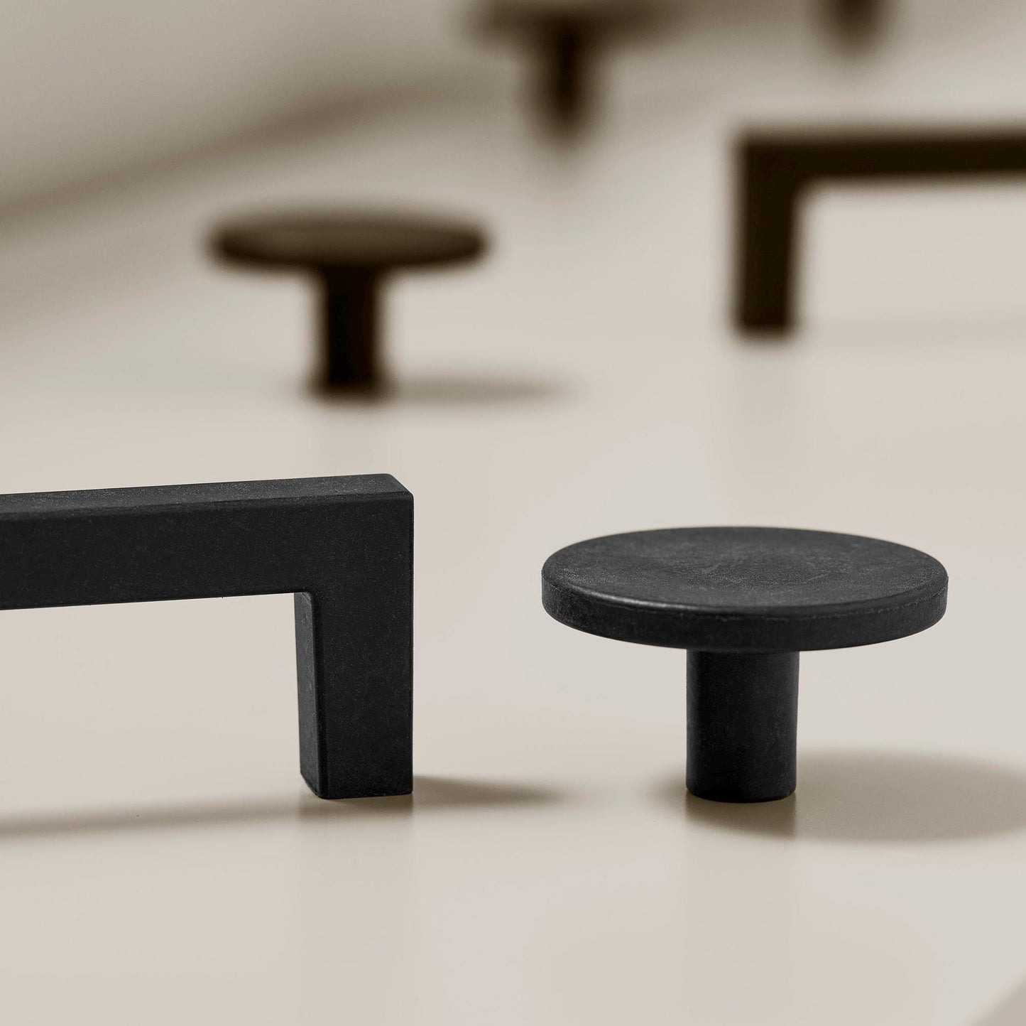 Furnipart Recycled Handle & Knob Plato / Square 10 Black Sea Plastic Eco Friendly