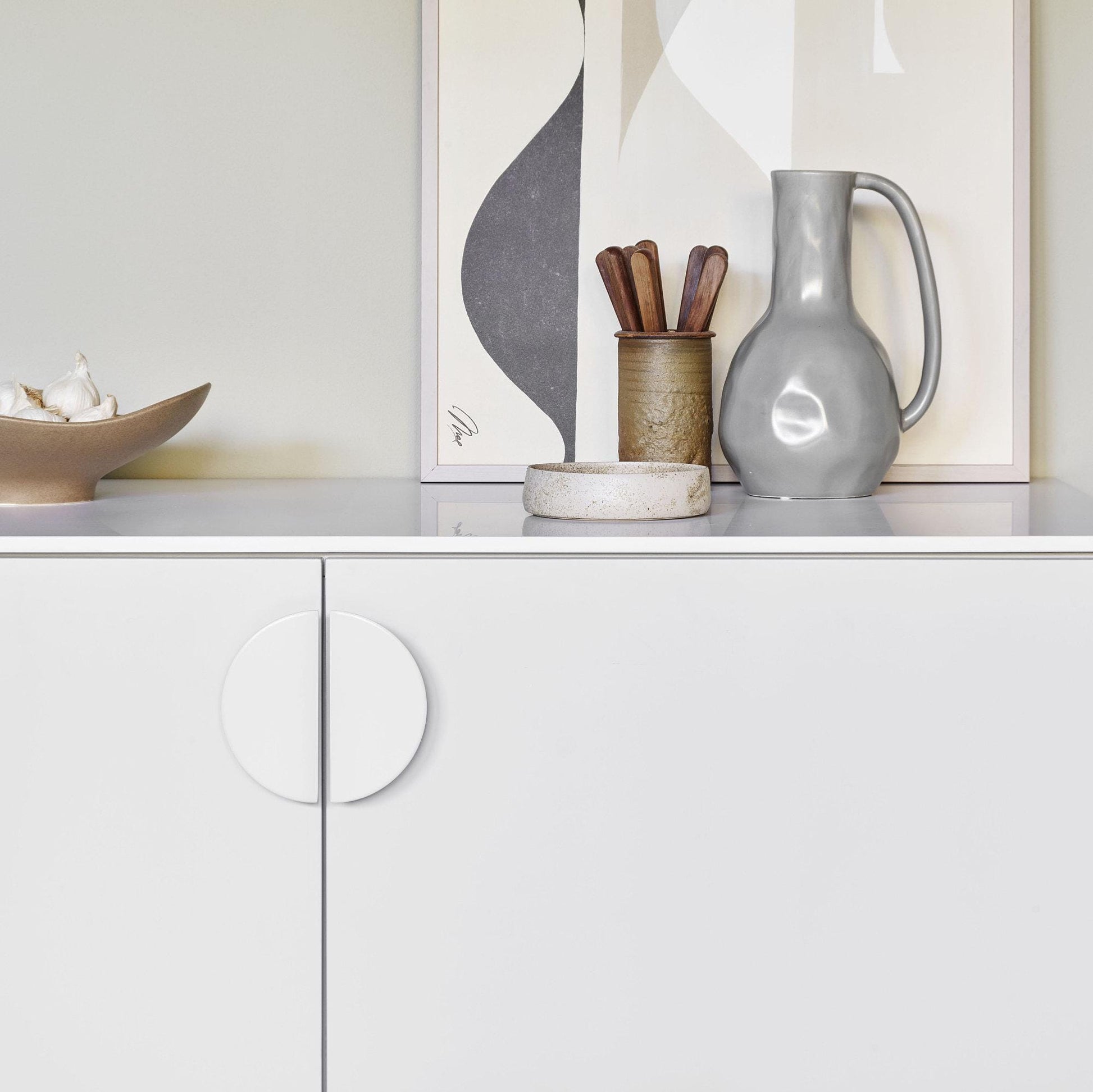 Furnipart Horizon White Moon Semicircle Handle Small & Large