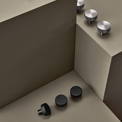 Furnipart Simon Knurled Round Knob Matt Black