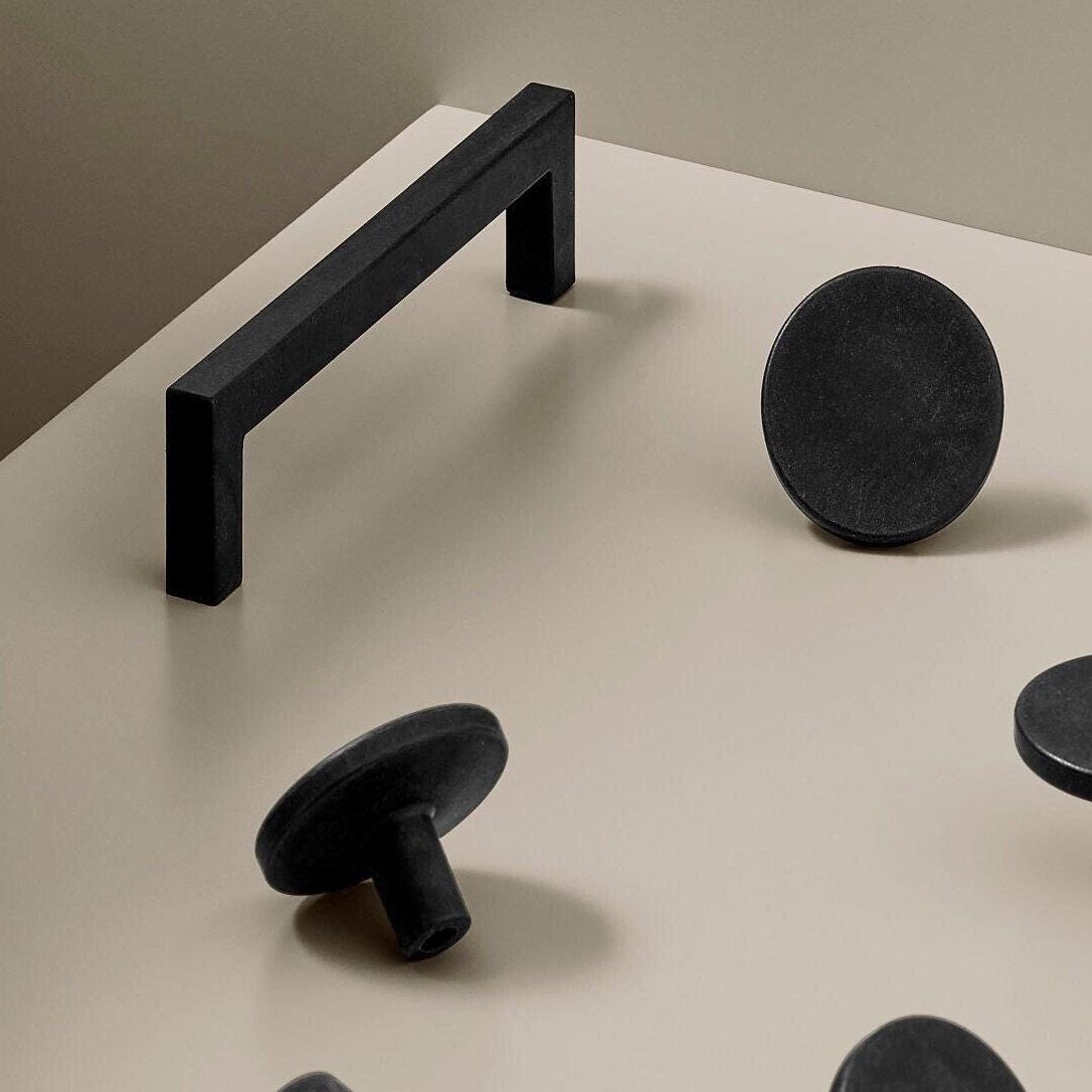 Furnipart Recycled Handle & Knob Plato / Square 10 Black Sea Plastic Eco Friendly