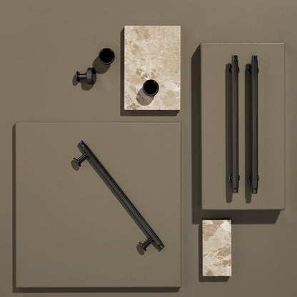 Furnipart Villa Fluted Handle & Knob 128mm 192mm Round Knob T-Knob Black Nickel