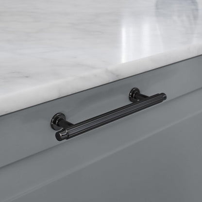 Furnipart Villa Fluted Handle & Knob 128mm 192mm Round Knob T-Knob Black Nickel