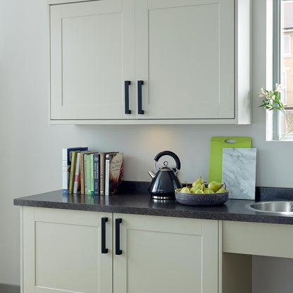 Howdens Matt Black Square D Cupboard Handle 196mm