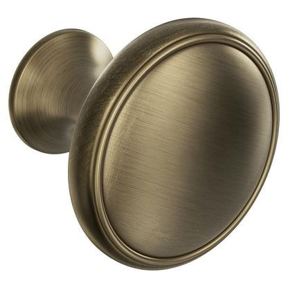Howdens Highborn Aged Brass Effect Classic Round Cupboard Door Knob, Cup & Latch
