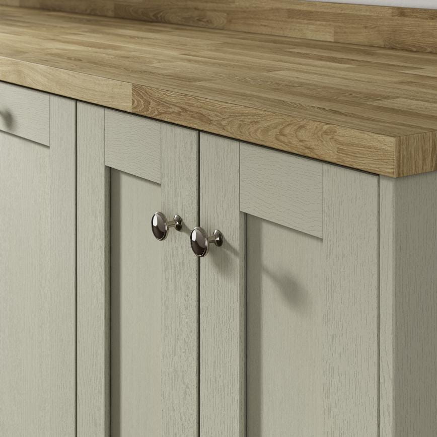 Howdens Highborn Polished Nickel Effect Classic Round Cupboard Door Knob, Cup & Latch