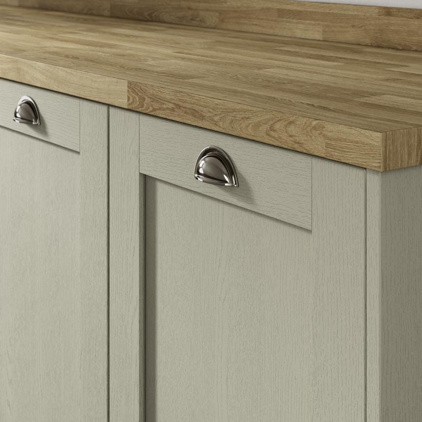 Howdens Highborn Polished Nickel Effect Classic Round Cupboard Door Knob, Cup & Latch