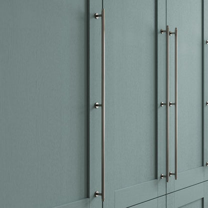 Howdens Fluted Handle & Knob 177.5mm 690mm Round Knob T- Knob Polished Nickel Effect Classic