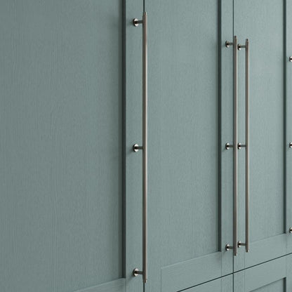 Howdens Fluted Handle & Knob 177.5mm 690mm Round Knob T- Knob Polished Nickel Effect Classic