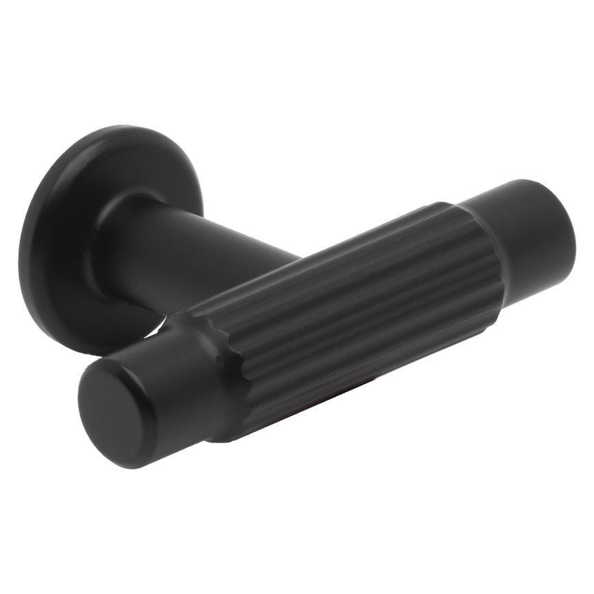 Howdens Fluted Handle & Knob 177.5mm 690mm Round Knob T- Knob Polished Matt Black Classic
