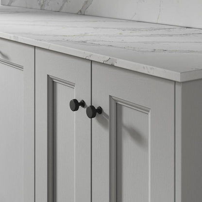 Howdens Fluted Handle & Knob 177.5mm 690mm Round Knob T- Knob Polished Matt Black Classic