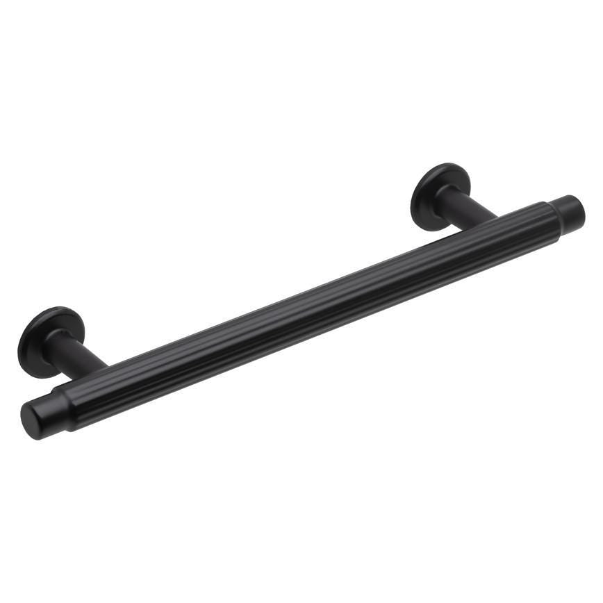 Howdens Fluted Handle & Knob 177.5mm 690mm Round Knob T- Knob Polished Matt Black Classic