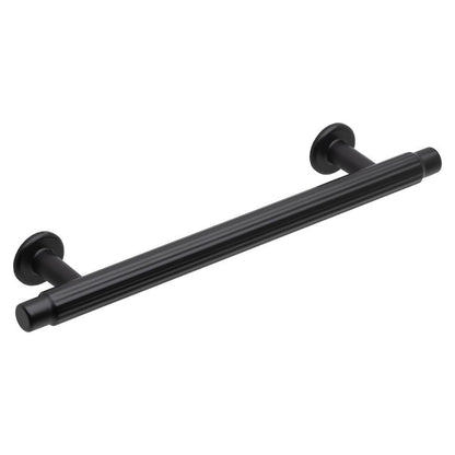 Howdens Fluted Handle & Knob 177.5mm 690mm Round Knob T- Knob Polished Matt Black Classic