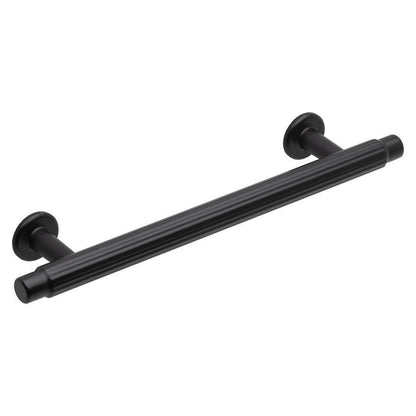Howdens Fluted Handle & Knob 177.5mm 690mm Round Knob T- Knob Polished Matt Black Classic