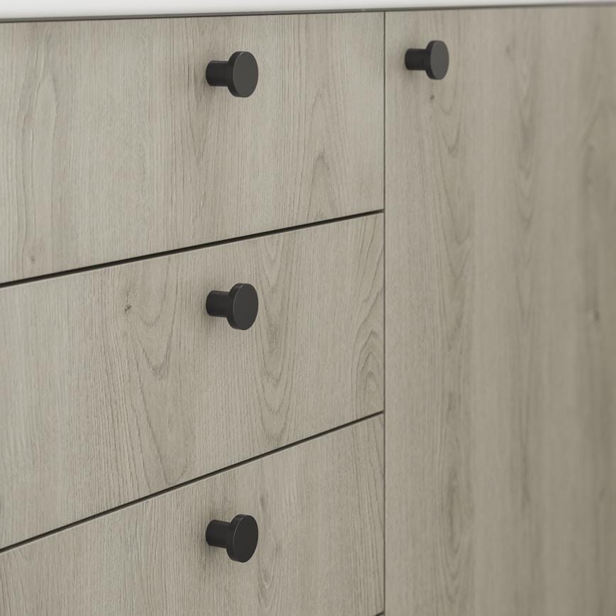 Howdens Metric Handle 233mm 330mm Cup and Round Knob Matt Black