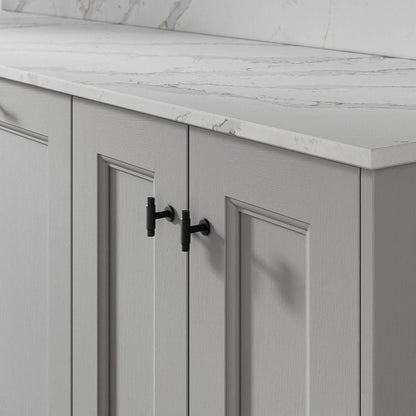 Howdens Fluted Handle & Knob 177.5mm 690mm Round Knob T- Knob Polished Matt Black Classic