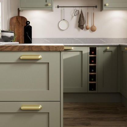 Howdens Contessa Cup Handle & Knob Brass Effect Traditional Classic