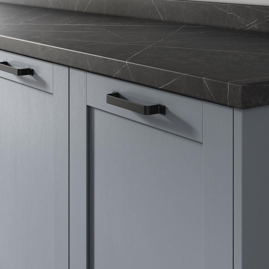 Howdens Belfry Handle 164mm & Round Knob Matt Black