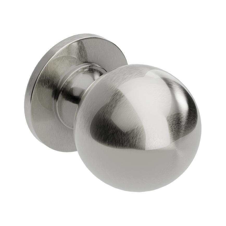 Howdens Beehive Smooth Brushed Nickel Effect Round Cupboard Door Knob 32mm