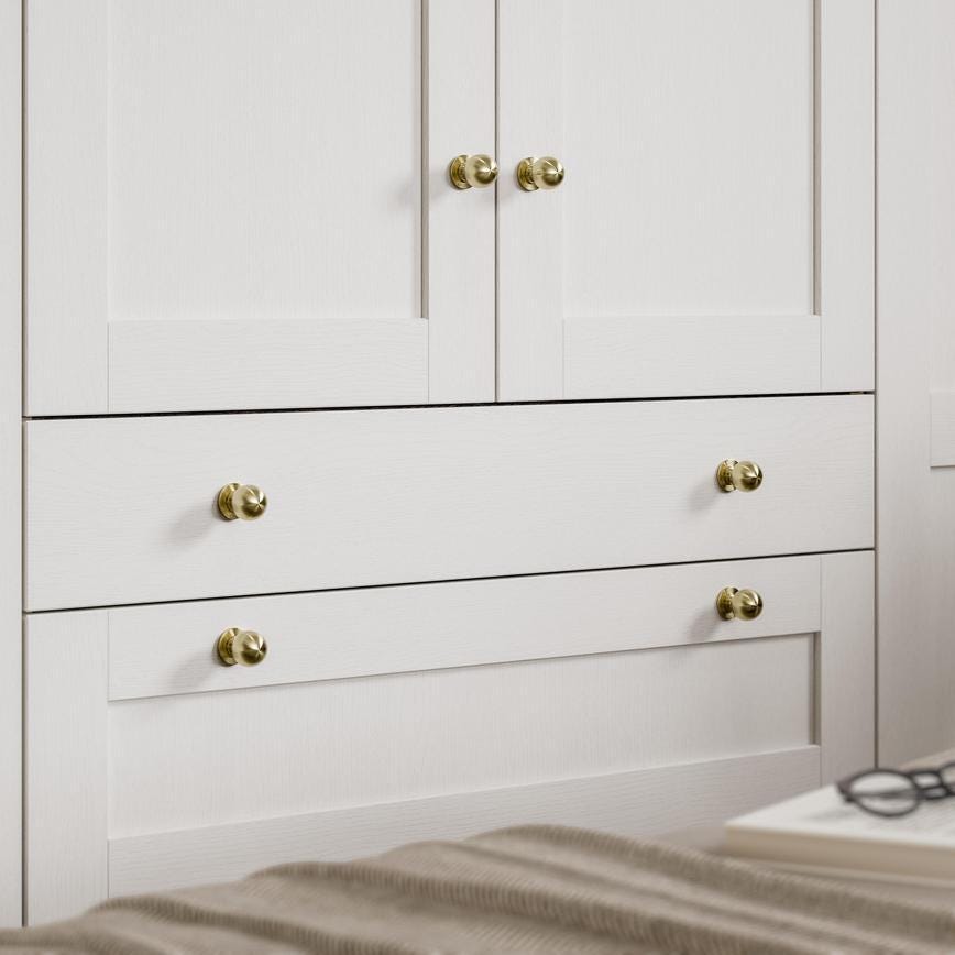 Howdens Beehive Smooth Satin Brass Effect Round Cupboard Door Knob 32mm